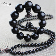 Load image into Gallery viewer, Yoga Buddhist Mala Natural EBONY Wooden Beads Buddha Bracelet Meditation Prayer Bracelet For Women Black Sandal Wood Jewelry
