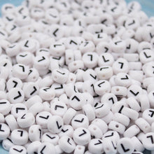 Load image into Gallery viewer, CHONGAI 100/500Pcs/500Gram Oblate Acrylic Letter Beads Single Alphabet White Round Bracelet Jewelry Beads&amp;Jewelry Making 4*7MM
