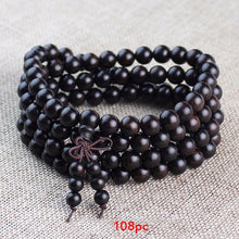 Load image into Gallery viewer, Yoga Buddhist Mala Natural EBONY Wooden Beads Buddha Bracelet Meditation Prayer Bracelet For Women Black Sandal Wood Jewelry
