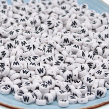 Load image into Gallery viewer, CHONGAI 100/500Pcs/500Gram Oblate Acrylic Letter Beads Single Alphabet White Round Bracelet Jewelry Beads&amp;Jewelry Making 4*7MM
