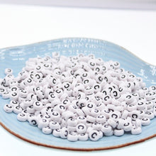 Load image into Gallery viewer, CHONGAI 100/500Pcs/500Gram Oblate Acrylic Letter Beads Single Alphabet White Round Bracelet Jewelry Beads&amp;Jewelry Making 4*7MM
