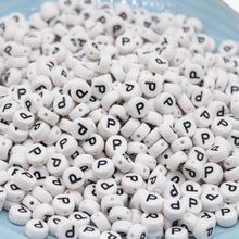 Load image into Gallery viewer, CHONGAI 100/500Pcs/500Gram Oblate Acrylic Letter Beads Single Alphabet White Round Bracelet Jewelry Beads&amp;Jewelry Making 4*7MM
