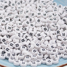 Load image into Gallery viewer, CHONGAI 100/500Pcs/500Gram Oblate Acrylic Letter Beads Single Alphabet White Round Bracelet Jewelry Beads&amp;Jewelry Making 4*7MM
