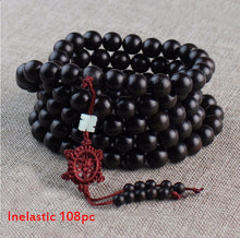 Load image into Gallery viewer, Yoga Buddhist Mala Natural EBONY Wooden Beads Buddha Bracelet Meditation Prayer Bracelet For Women Black Sandal Wood Jewelry
