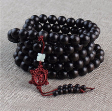 Load image into Gallery viewer, Yoga Buddhist Mala Natural EBONY Wooden Beads Buddha Bracelet Meditation Prayer Bracelet For Women Black Sandal Wood Jewelry
