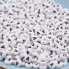 Load image into Gallery viewer, CHONGAI 100/500Pcs/500Gram Oblate Acrylic Letter Beads Single Alphabet White Round Bracelet Jewelry Beads&amp;Jewelry Making 4*7MM
