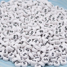 Load image into Gallery viewer, CHONGAI 100/500Pcs/500Gram Oblate Acrylic Letter Beads Single Alphabet White Round Bracelet Jewelry Beads&amp;Jewelry Making 4*7MM
