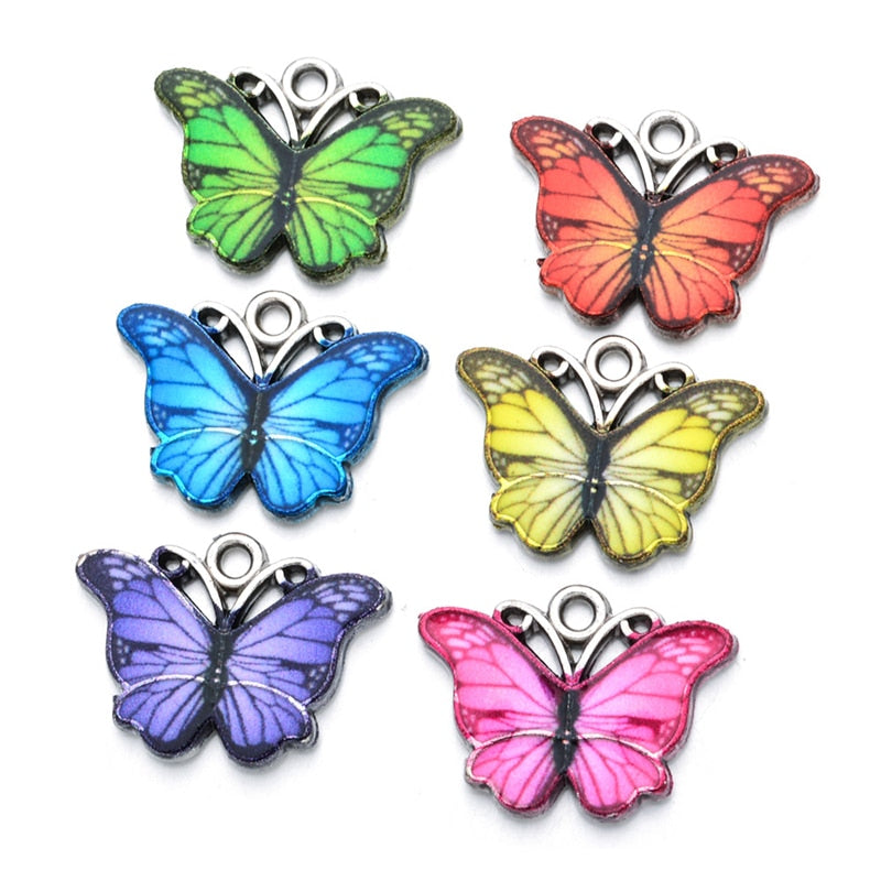 10Pcs/lot Multicolor 17x14mm Enamel Metal Butterfly Charms Pendants for Necklace Bracelet Earring Diy Jewelry Making Accessories