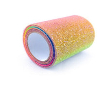 Load image into Gallery viewer, 10Yard/roll 6&quot; 15cm/7.5cm Rainbow Glitter Tulle Roll Sequin Crystal Organza Sheer Fabric DIY Craft Tutu Skirt Home Wedding Decor
