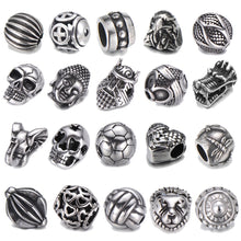 Load image into Gallery viewer, Pipitree DIY Vintage Stainless Steel Beads Claw Elephant Dragon Skull Beads Spacers Charms for Men Bracelet Jewelry Making
