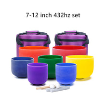 Load image into Gallery viewer, KVKA 7-12/6-12 Inch Chakra Colored Frosted Quartz Crystal Singing Bowls 7Pcs With 2PCS Free Case For Meditation
