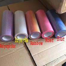 Load image into Gallery viewer, 10Yard/roll 6&quot; 15cm/7.5cm Rainbow Glitter Tulle Roll Sequin Crystal Organza Sheer Fabric DIY Craft Tutu Skirt Home Wedding Decor
