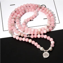 Load image into Gallery viewer, Natural Stone Bracelet Women 108 Mala Yoga Necklace Pink Chalcedony beads Bracelets for Women Fashion Meditation Jewelry 2023
