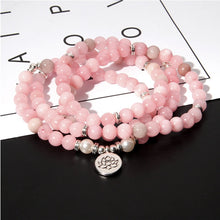 Load image into Gallery viewer, Natural Stone Bracelet Women 108 Mala Yoga Necklace Pink Chalcedony beads Bracelets for Women Fashion Meditation Jewelry 2023
