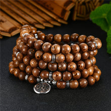 Load image into Gallery viewer, Prayer Beads Bracelet 108 Tibetan Buddhist Rosary Charm Mala Meditation Flower of Life Lucky Wenge Wooden Bracelet For Women Men
