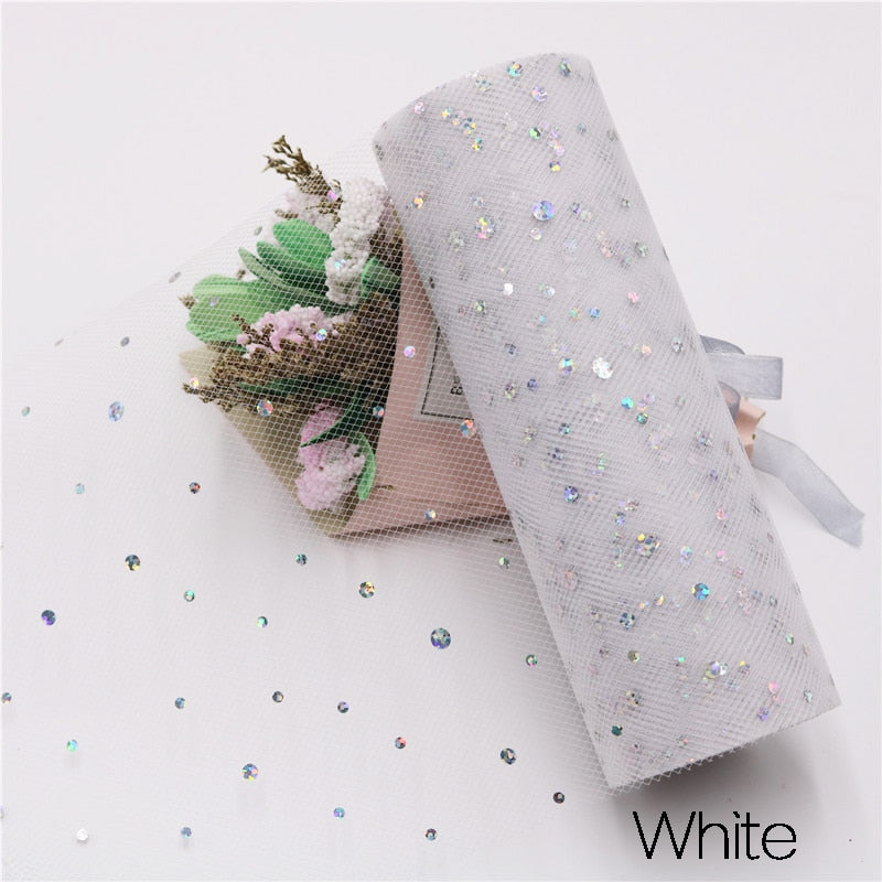 Baby Shower Glitter Sequin Tulle Roll 10 yard 15cm Spool Tutu Wedding Decoration Organza