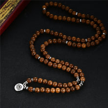 Load image into Gallery viewer, Prayer Beads Bracelet 108 Tibetan Buddhist Rosary Charm Mala Meditation Flower of Life Lucky Wenge Wooden Bracelet For Women Men
