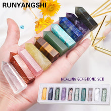 Load image into Gallery viewer, Natural Healing Gemstone Kit Reiki Hexagonal Column Crystal Point Mineral 10pcs/set
