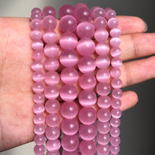 Load image into Gallery viewer, 6-8-10-12 mm Natural Stone Pink White Moonstone Cat Eye Beads For Jewelry Making Smooth Loose Spacer Beads Opal Diy Charm Bracelets Necklace
