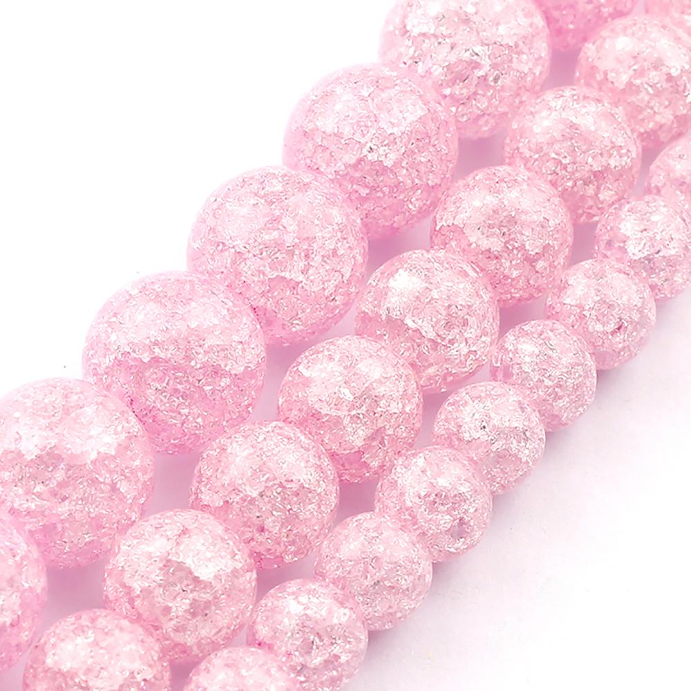 White Snow Cracked Crystal Beads 6/8/10mm Multicolor Round Loose Quartz Crystal Beads for Jewelry Making DIY Bracelet 15inch