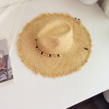 Load image into Gallery viewer, 2023 Summer Natural Raffia Straw Hat Large Wide Brim Sun Hats for Women  Panama Ladies UPF Travel Holiday Beige Beach Floppy Hat
