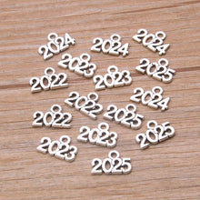 Load image into Gallery viewer, 60PCS 10*14mm Metal Alloy Photo Color Years Charms 2022 2023 2024 2025 Pendant For Jewelry Making DIY Handmade Craft
