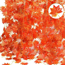 Load image into Gallery viewer, 12pcs Fall Maple Leaf Garland Artificial Maple Leaf Hanging Rattan Wreath Thanksgiving Fireplace Fall
