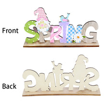 Load image into Gallery viewer, Easter Decorations Wooden Signs DIY Wood Craft for Spring Easter Rabbit Flower Gnome Ornament Desktop Centerpieces Decor Sign
