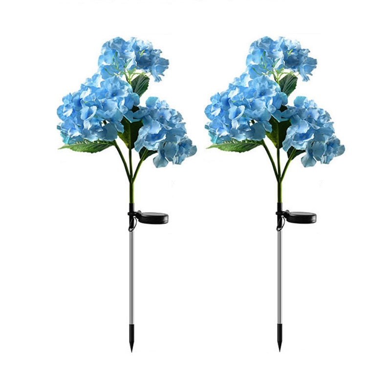 2 Pack Hydrangea Flower Solar Led Light Outdoor Garden Lawn Lamps for Garden and Vegetable Patch Patio Country House Decoration