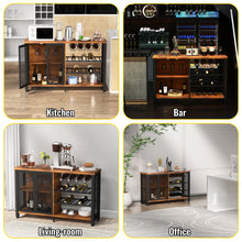 Load image into Gallery viewer, VEVOR Industrial Bar Cabinet Wine Bar Cabinet Table with Wine Rack &amp; Glass Holder for Dining Living Room 47/55 Inch Rustic Oak
