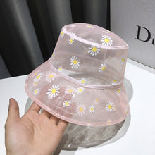 Load image into Gallery viewer, Summer Double-Sided Daisy Bucket Hats Women&#39;s Embroidery Hip Hop Panama Bob Caps Folded Beach Sun Fisherman Hat for Ladies Mens
