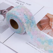 Load image into Gallery viewer, 5yard /roll 14colors Rose Flower 3D Chiffon Lace Trim Ribbon Fabric for Applique Sewing Wedding Headdress Decoration Accessories
