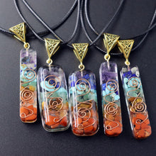 Load image into Gallery viewer, 7 Chakra Healing Crystal Orgone Energy Pendant Necklace Natural Colorful Chips Stone Orgonite Quartz Pendulum Amulet Reiki Gift
