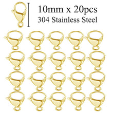 Load image into Gallery viewer, 20pcs/lot Never Fade Stainless Steel Lobster Clasp Wholesale DIY Jewelry Finding Supplies 9-15mm Bracelet Necklace Making Clasps
