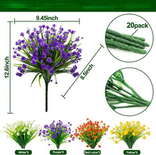 Load image into Gallery viewer, 20 Bundles Artificial Flowers for Outdoor Decoration Spring Summer Decoration UV Resistant Faux Outdoor Home Garden Decor
