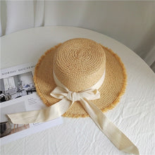 Load image into Gallery viewer, 2023 Summer Natural Raffia Straw Hat Large Wide Brim Sun Hats for Women  Panama Ladies UPF Travel Holiday Beige Beach Floppy Hat
