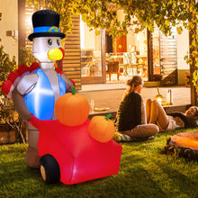 Load image into Gallery viewer, Costway 6 FT Thanksgiving Inflatable Turkey Pushing Pumpkin Cart Lighted Holiday Decor
