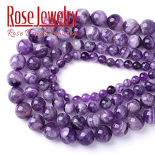 Load image into Gallery viewer, 4-6-8-10-12 mm Wholesale Natural Stone Dream Lace Color Purple Amethysts Crystals Round Loose Beads; Strand
