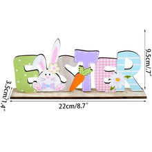 Load image into Gallery viewer, Easter Decorations Wooden Signs DIY Wood Craft for Spring Easter Rabbit Flower Gnome Ornament Desktop Centerpieces Decor Sign
