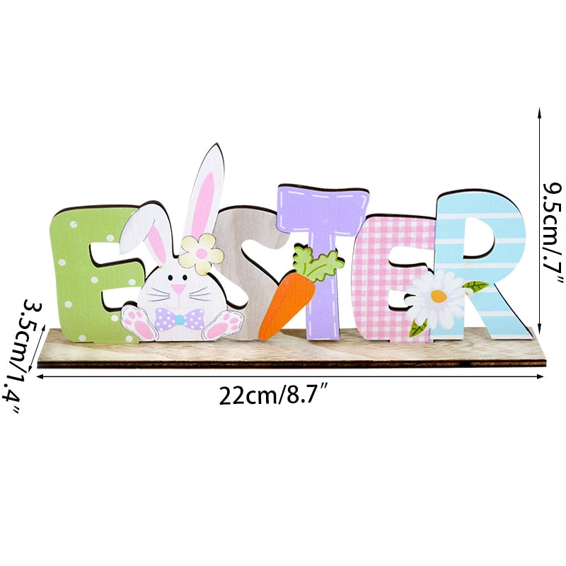 Easter Decorations Wooden Signs DIY Wood Craft for Spring Easter Rabbit Flower Gnome Ornament Desktop Centerpieces Decor Sign