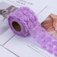 Load image into Gallery viewer, 5yard /roll 14colors Rose Flower 3D Chiffon Lace Trim Ribbon Fabric for Applique Sewing Wedding Headdress Decoration Accessories
