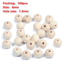 Load image into Gallery viewer, 20-500pcs/Lot 12mm Vintage Natural Big Hole Wooden Beads For Necklace Bracelet Charms for Diy Jewelry Making Hair Accessories
