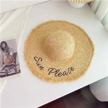 Load image into Gallery viewer, 2023 Summer Natural Raffia Straw Hat Large Wide Brim Sun Hats for Women  Panama Ladies UPF Travel Holiday Beige Beach Floppy Hat
