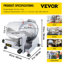 Load image into Gallery viewer, VEVOR 10 Inch Blade Electric Food Slicer Cutter Grinder Meat Slicer Machine for Commercial Deli Meat Cheese Beef Mutton Turkey
