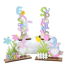 Load image into Gallery viewer, Easter Decorations Wooden Signs DIY Wood Craft for Spring Easter Rabbit Flower Gnome Ornament Desktop Centerpieces Decor Sign
