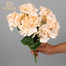 Load image into Gallery viewer, WQNJIN Large 5 Heads Artificial Flower Bunch Silk Hydrangea Wedding Bridal Bouquet Fake Flower Home Decor Flower Wall
