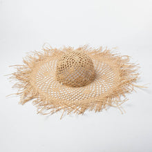 Load image into Gallery viewer, 2023 Summer Natural Raffia Straw Hat Large Wide Brim Sun Hats for Women  Panama Ladies UPF Travel Holiday Beige Beach Floppy Hat
