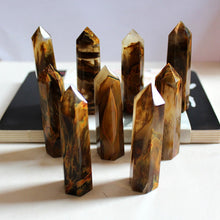 Load image into Gallery viewer, 60-90mm Natural Yellow Red Smelting Lemurian Citrine Quartz Crystal Point Hexagonal Wand
