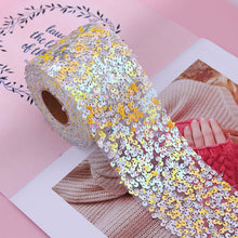 Load image into Gallery viewer, 5yards/lot 60mm 80mm Sequins Organza Stain Ribbon for Gift Bow Packaging Clothes Sewing Accessories Decoration
