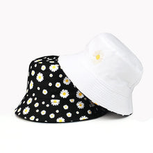 Load image into Gallery viewer, Summer Double-Sided Daisy Bucket Hats Women&#39;s Embroidery Hip Hop Panama Bob Caps Folded Beach Sun Fisherman Hat for Ladies Mens
